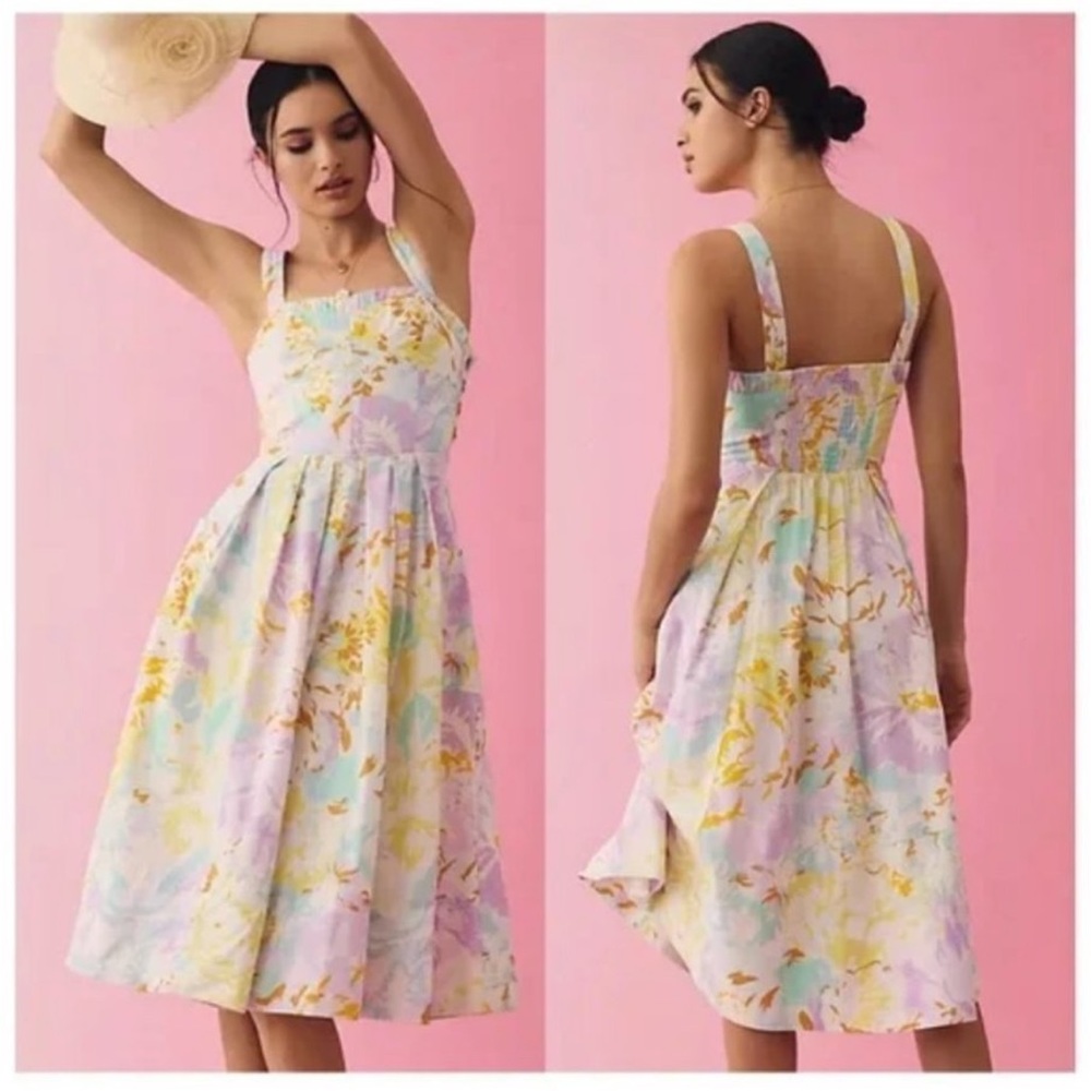 Anthropologie Maeve Sleeveless Sweetheart Corset A-
Line Dress